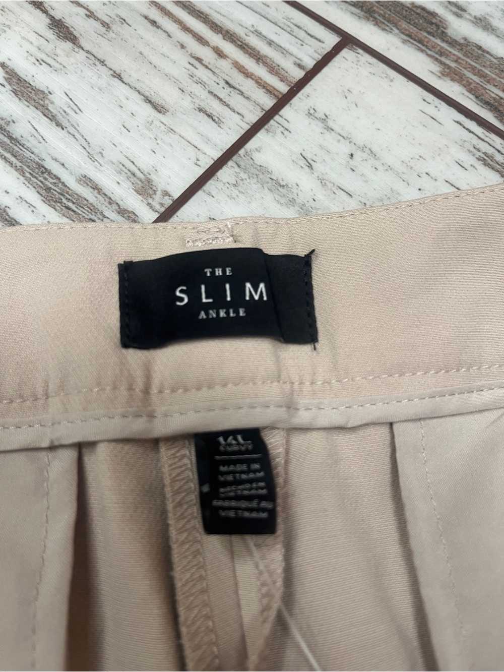 White House Black Market Beige Slim Ankle Trousers Womens 14L Comfort Stretch - Picture 11 of 14